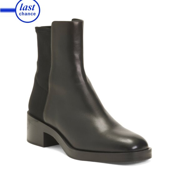 STUART WEITZMAN Black Made In Spain Leather 5050 Kaia Booties - Picture 1 of 2